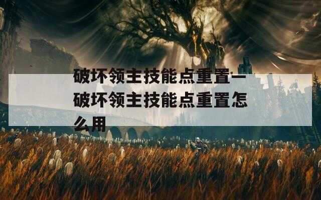 破坏领主技能点重置—破坏领主技能点重置怎么用