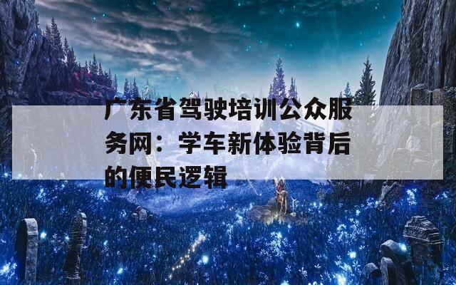 广东省驾驶培训公众服务网：学车新体验背后的便民逻辑