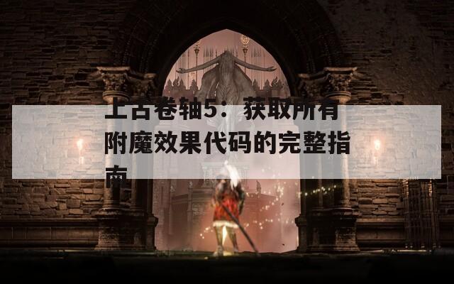 上古卷轴5：获取所有附魔效果代码的完整指南