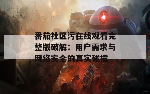 番茄社区污在线观看完整版破解：用户需求与网络安全的真实碰撞
